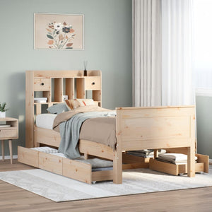 Massivholzbett Kiefer mit Regal 90x200 cm