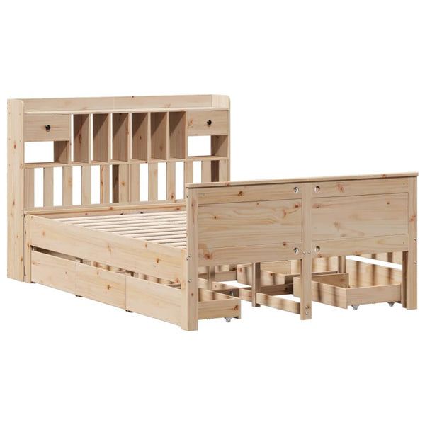 Massivholzbett 140x190 mit Regal Kiefer