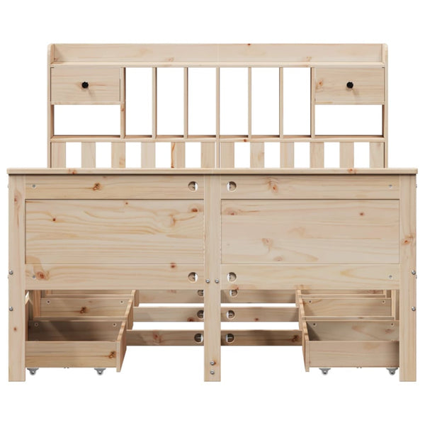Massivholzbett 140x190 mit Regal Kiefer