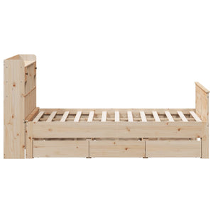 Massivholzbett 140x190 mit Regal Kiefer