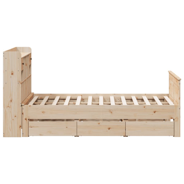 Massivholzbett 140x190 mit Regal Kiefer