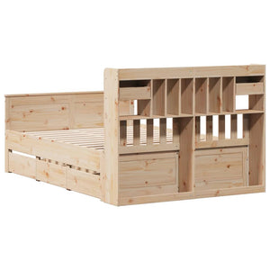 Massivholzbett 140x190 mit Regal Kiefer