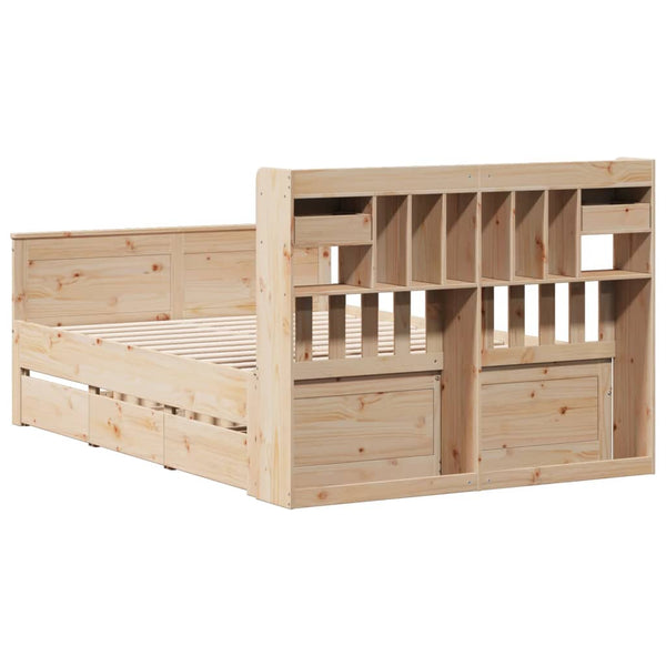 Massivholzbett 140x190 mit Regal Kiefer