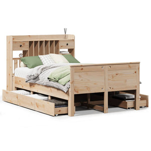 Massivholzbett 135x190 cm mit Regal Kiefer