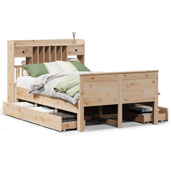 Massivholzbett 135x190 cm mit Regal Kiefer