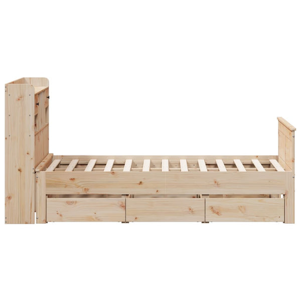 Massivholzbett 135x190 cm mit Regal Kiefer