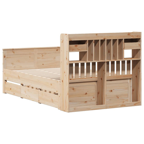 Massivholzbett 135x190 cm mit Regal Kiefer