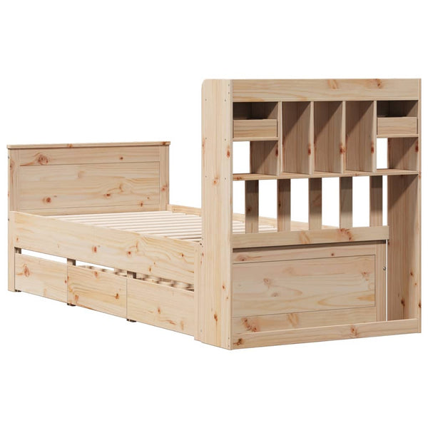 Massivholzbett Kiefer 90x190 cm mit Regal