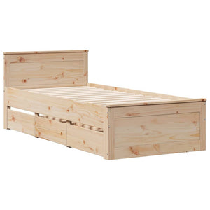 Massivholzbett Kiefer 90x190 cm mit Regal