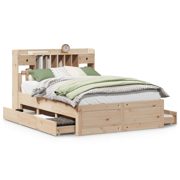 Massivholzbett 140x200 Kiefer mit Regal