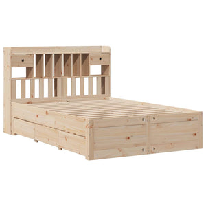Massivholzbett 140x200 Kiefer mit Regal
