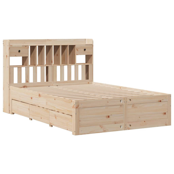 Massivholzbett 140x200 Kiefer mit Regal