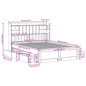 Massivholzbett 140x200 Kiefer mit Regal
