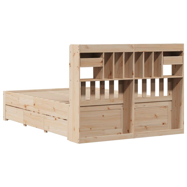 Massivholzbett 140x200 Kiefer mit Regal