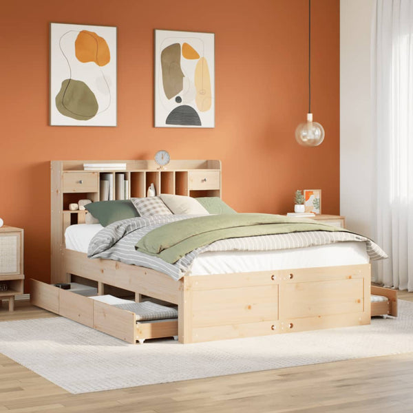 Massivholzbett 140x200 Kiefer mit Regal