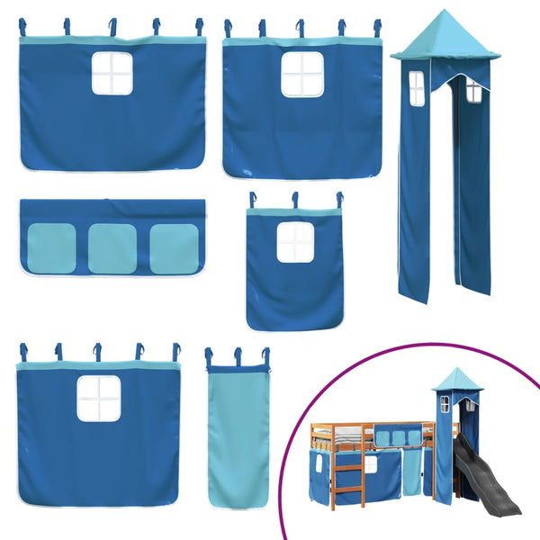 Kinderhochbett mit Turm Blau 80x200 cm Kiefer