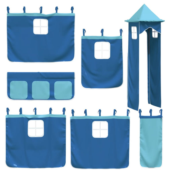 Kinderhochbett mit Turm Blau 80x200 cm Kiefer