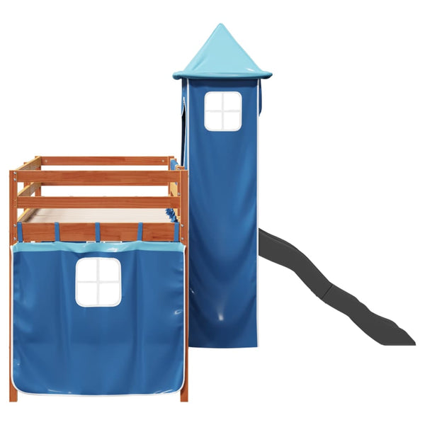 Kinderhochbett mit Turm Blau 80x200 cm Kiefer