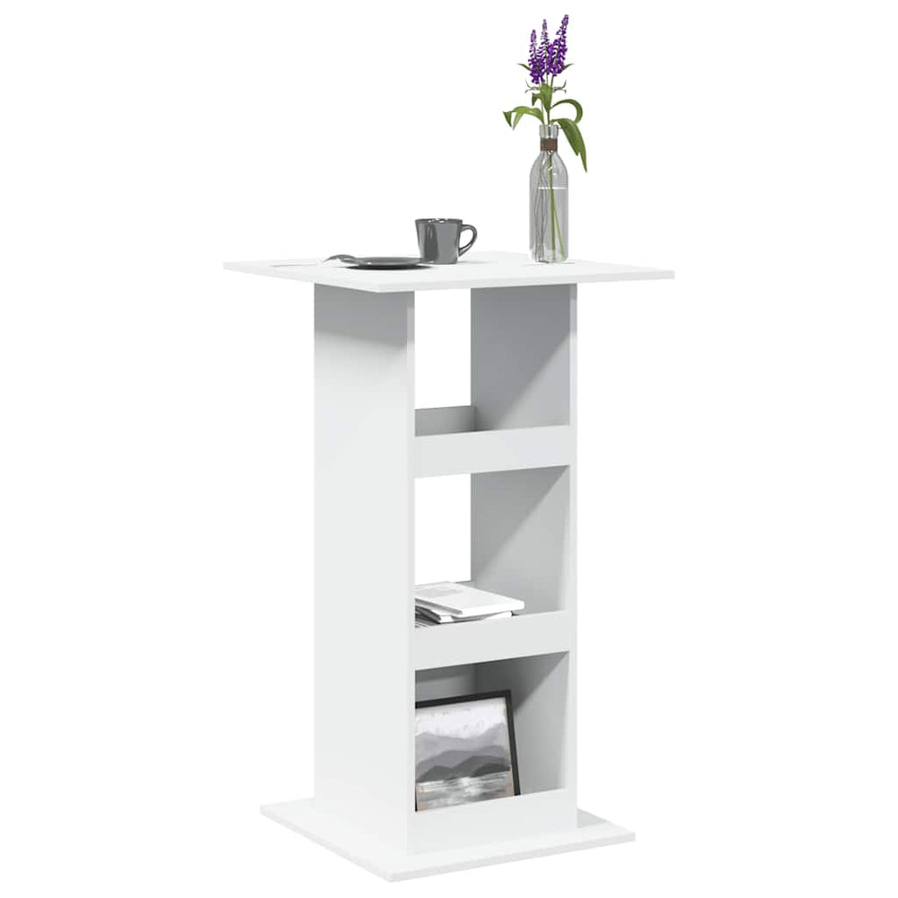 Bartisch Weiß mit Ablagen 60x60 cm