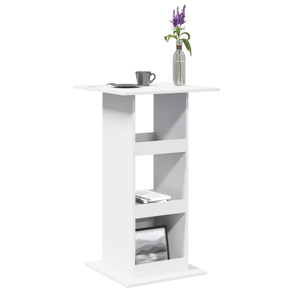 Bartisch Weiß mit Ablagen 60x60 cm