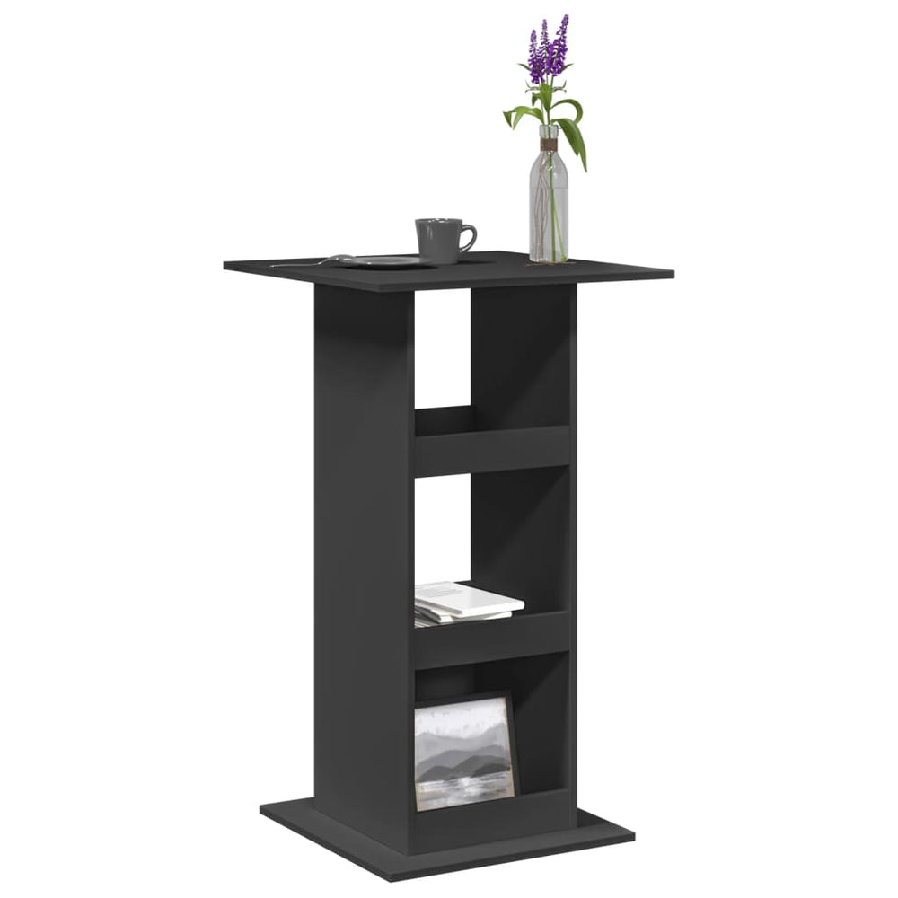 Schwarzer Bartisch mit Ablagen 60x60x102 cm