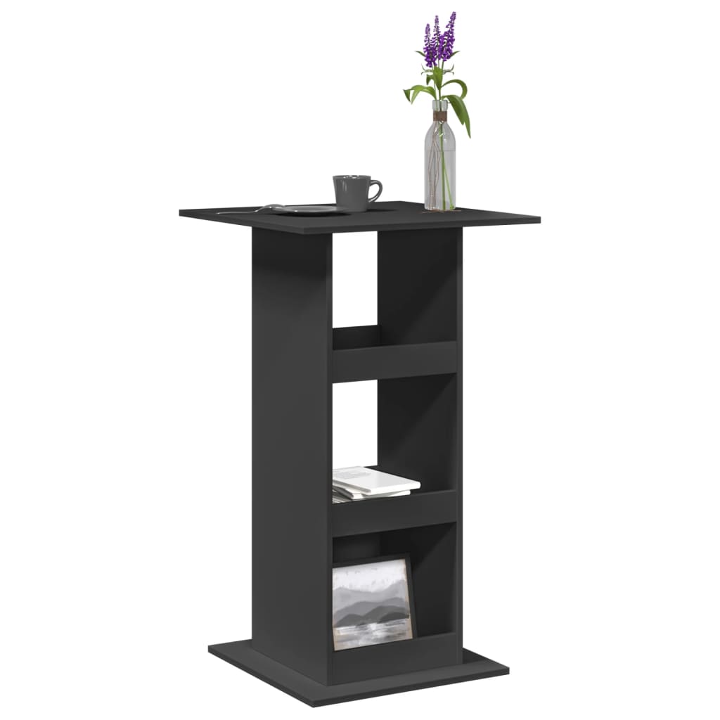 Schwarzer Bartisch mit Ablagen 60x60x102 cm