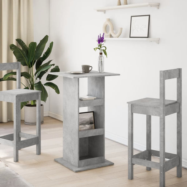Bartisch Betongrau mit Ablagen 60x60x102 cm