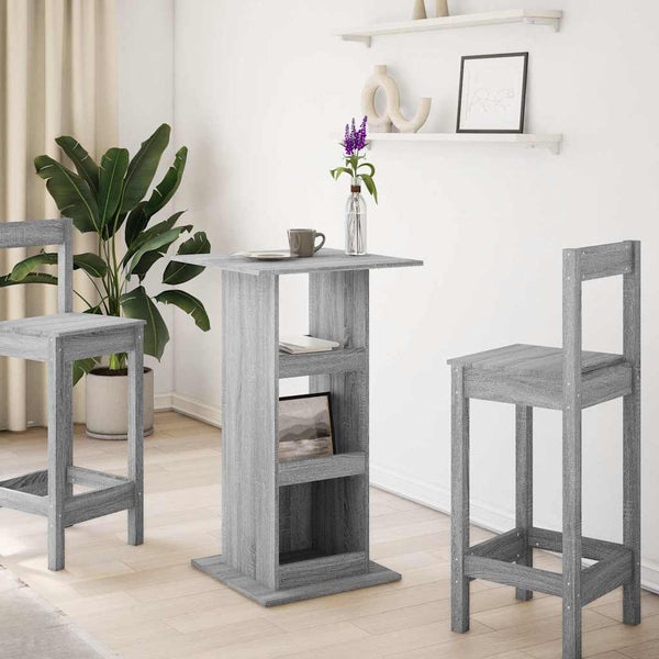 Bartisch Grau Sonoma 60x60 cm mit Ablagen