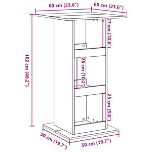 Bartisch Grau Sonoma 60x60 cm mit Ablagen