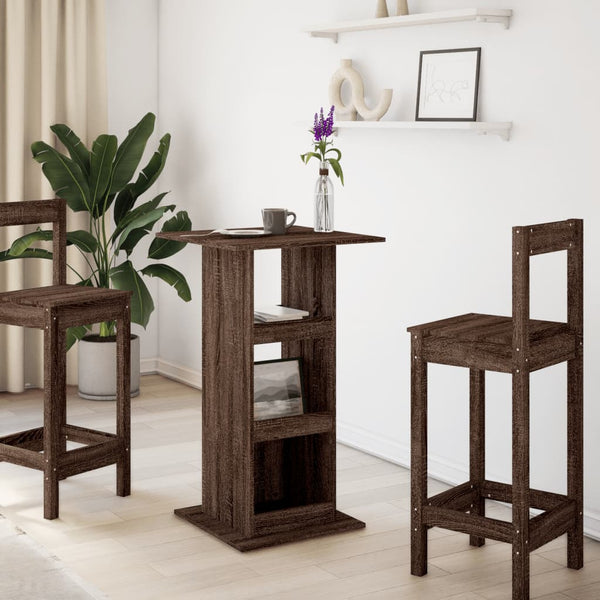 Bartisch Braun Eiche mit Ablagen 60x60 cm
