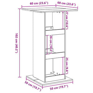 Bartisch Braun Eiche mit Ablagen 60x60 cm