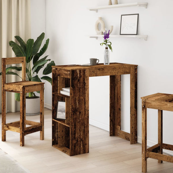 Bartisch mit Regal Altholz-Optik