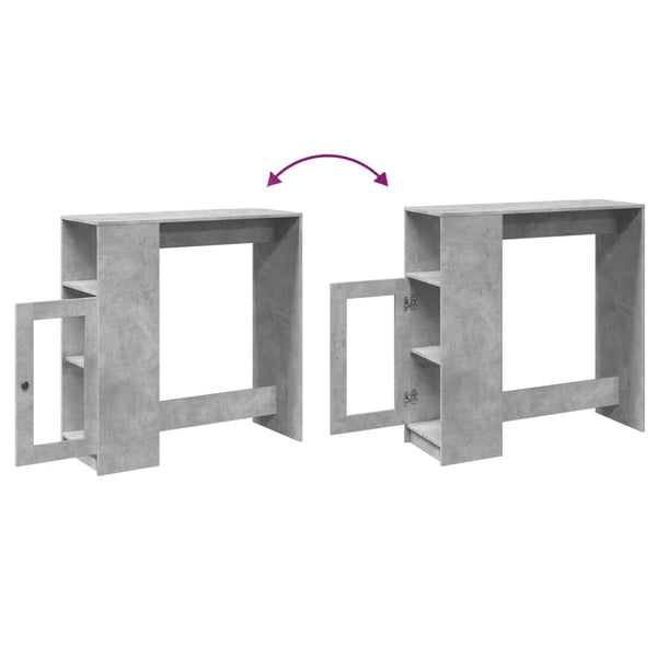 Bartisch mit Regal Betongrau 101 cm