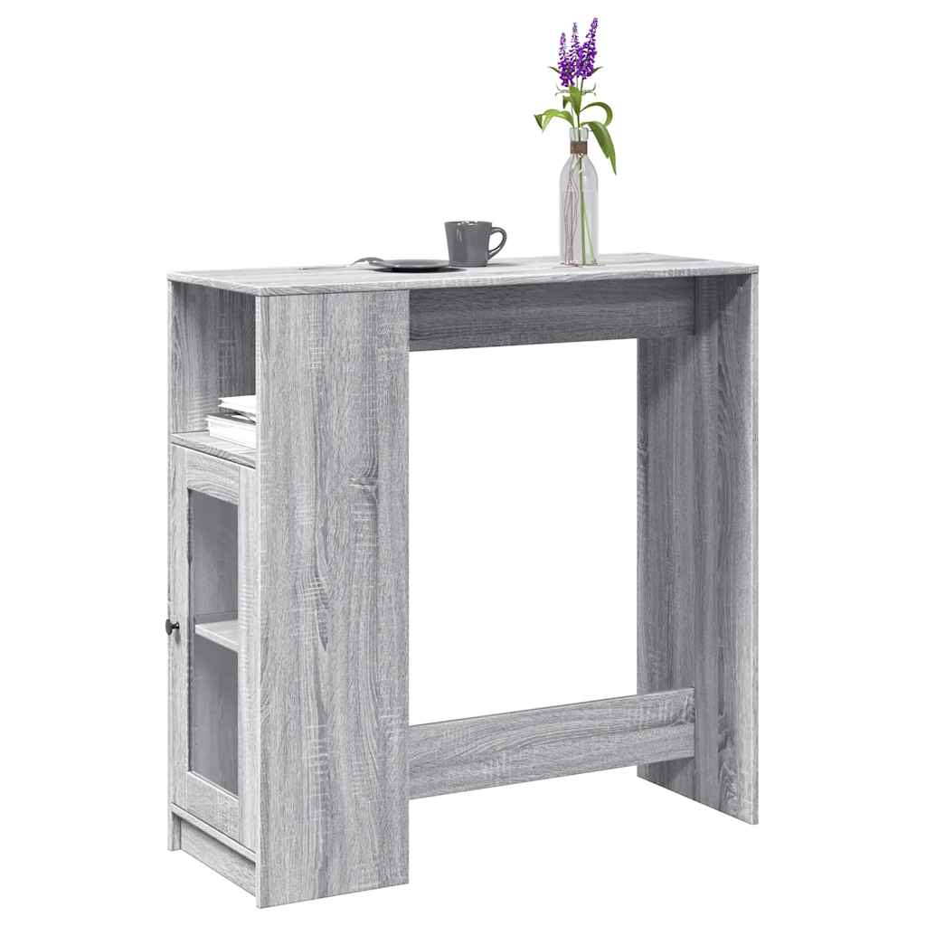 Bartisch mit Regal Grau Sonoma 101 cm