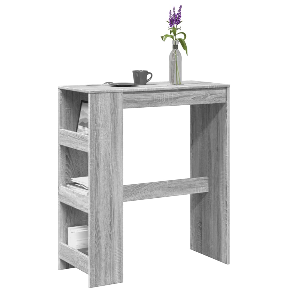 Bartisch mit Regal Grau Sonoma 90x40x103,5 cm