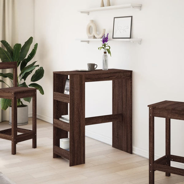 Bartisch mit Regal, Braun Eiche, 90x40 cm