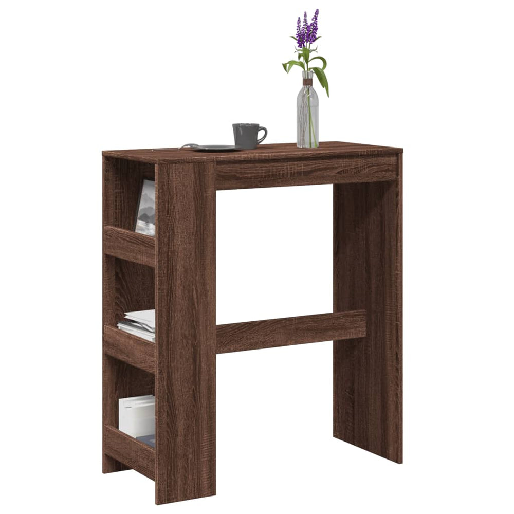 Bartisch mit Regal, Braun Eiche, 90x40 cm