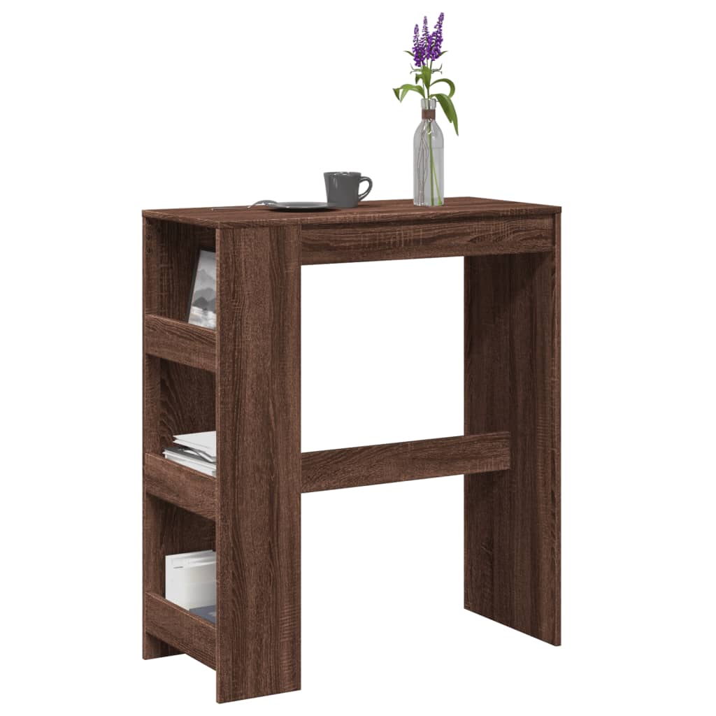 Bartisch mit Regal, Braun Eiche, 90x40 cm