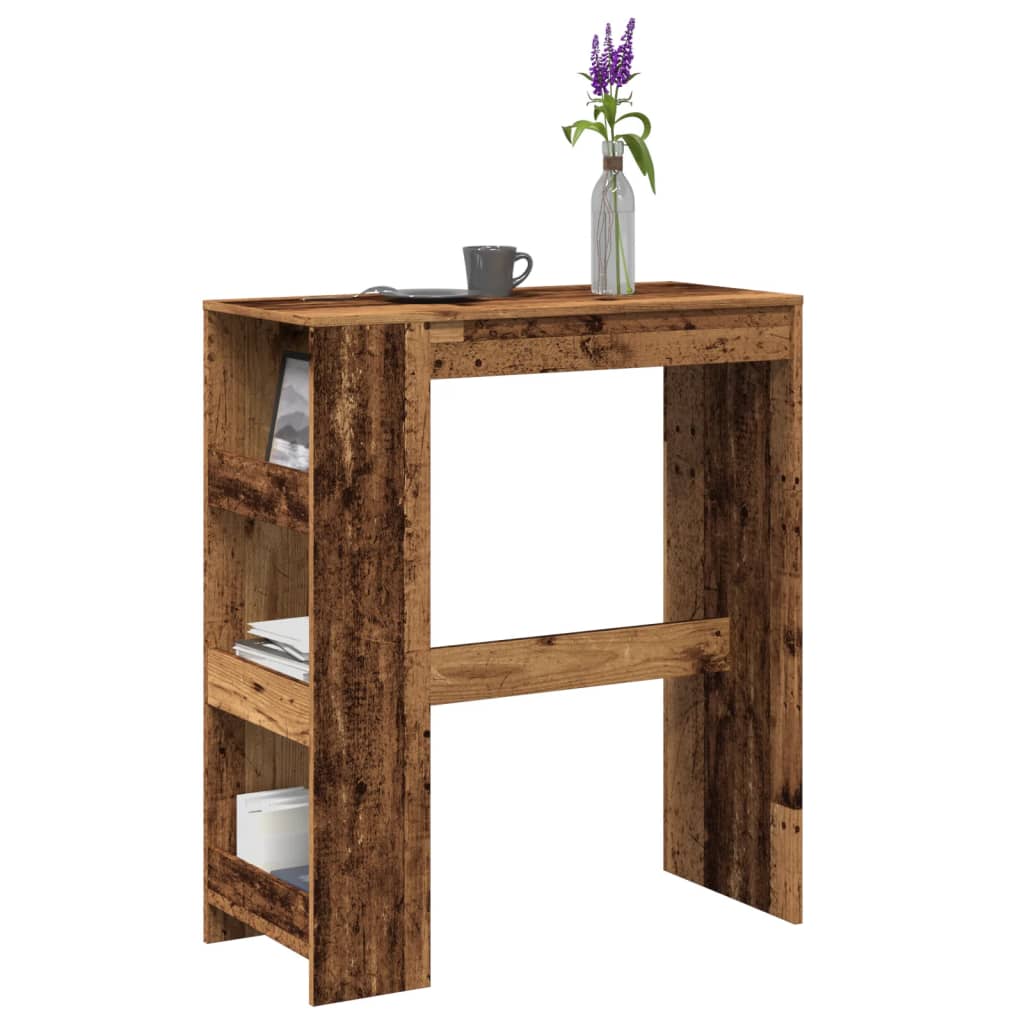 Bartisch mit Regal, Altholz-Optik