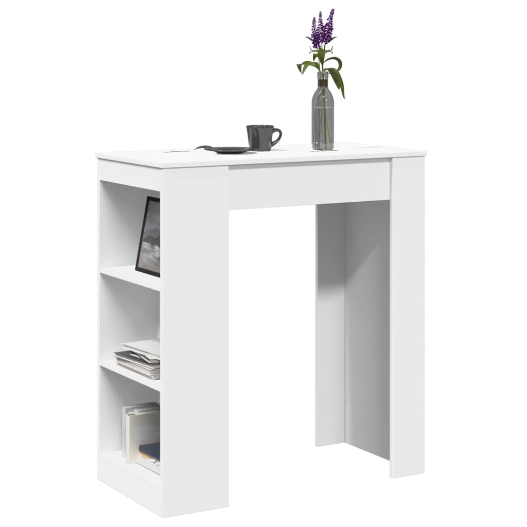 Bartisch mit Regal Weiß 95x47x103,5 cm