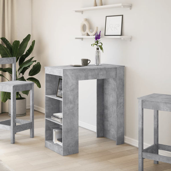 Bartisch mit Regal, Betongrau, 95 cm