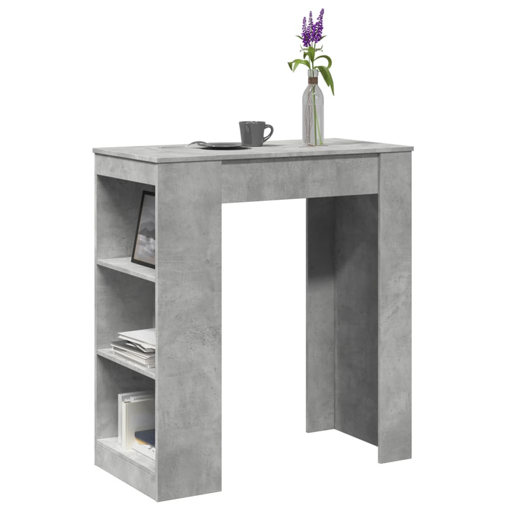 vidaXL Table de bar avec étagère Gris béton 95x47x103,5 cm Bois d'ingénierie