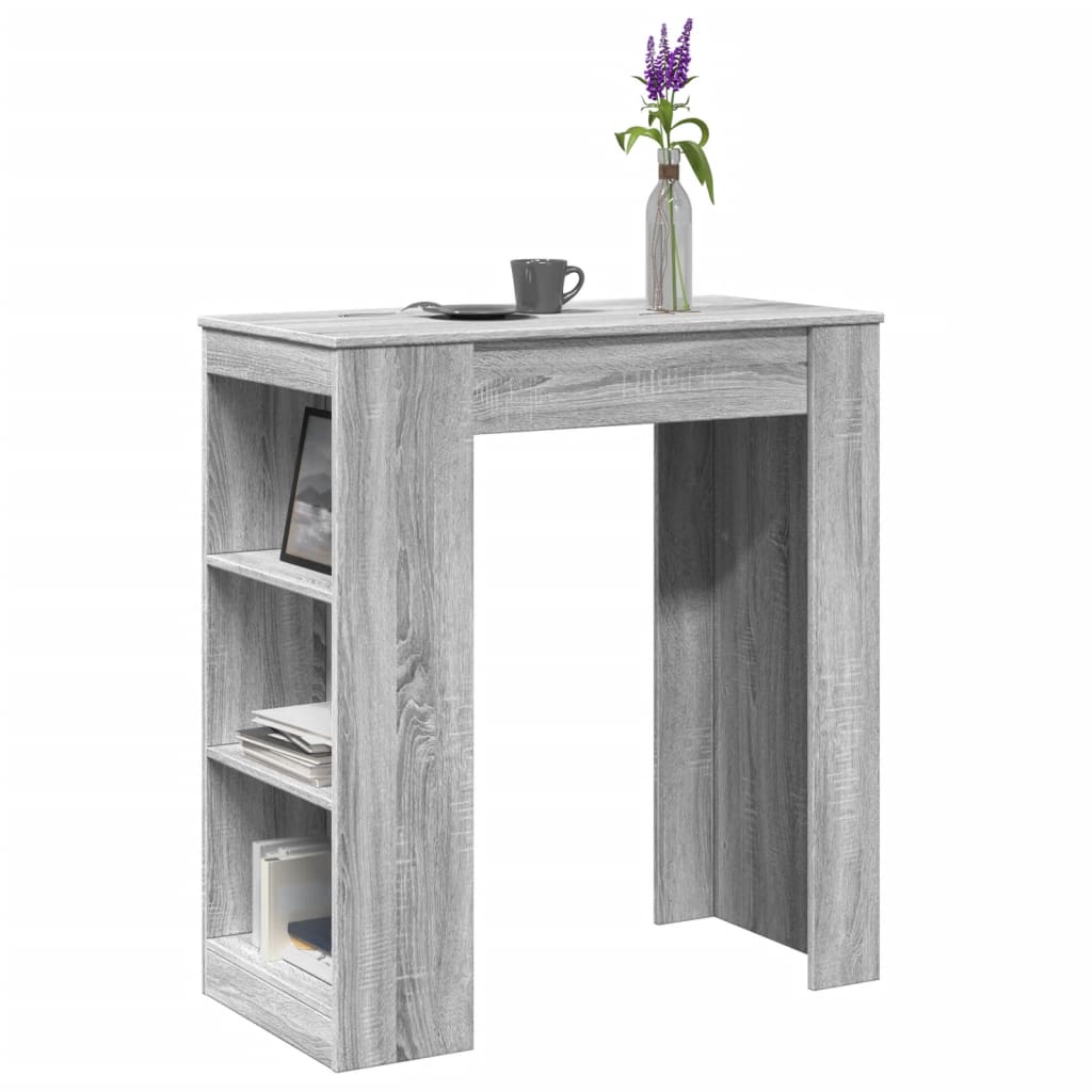 Bartisch mit Regal Grau Sonoma 95x47x103,5 cm