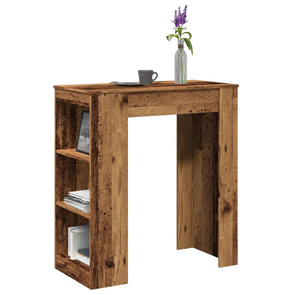 Bartisch mit Regal, Altholz-Optik