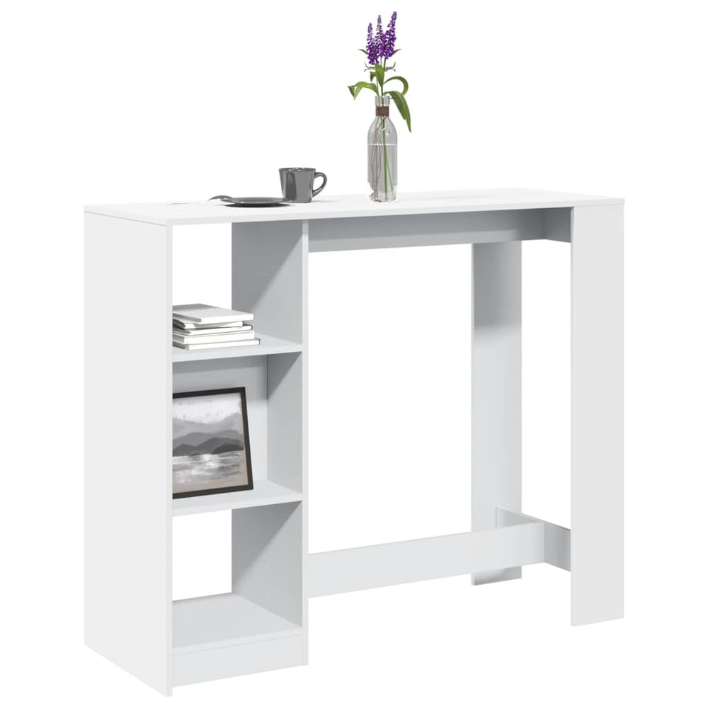 Bartisch mit Regal Weiß 124x46x103,5 cm