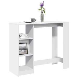 Bartisch mit Regal Weiß 124x46x103,5 cm