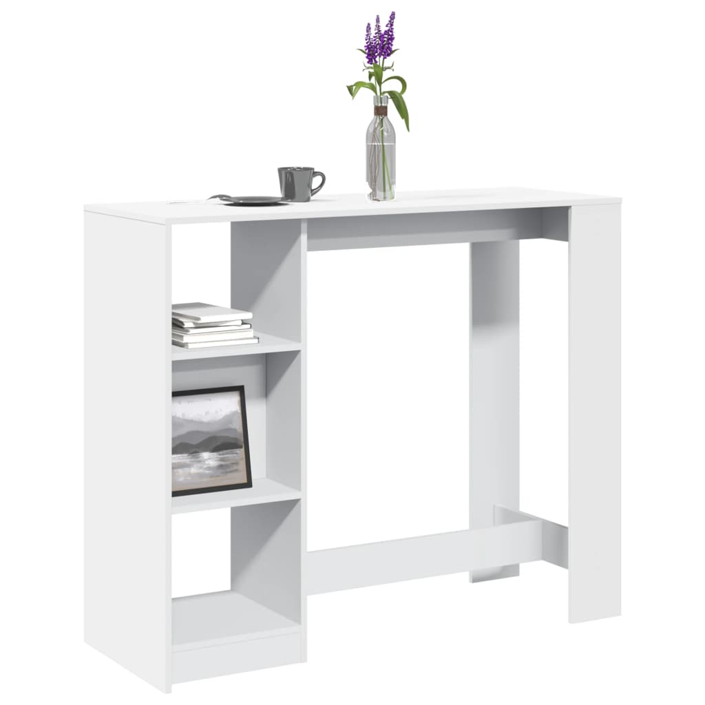 Bartisch mit Regal Weiß 124x46x103,5 cm