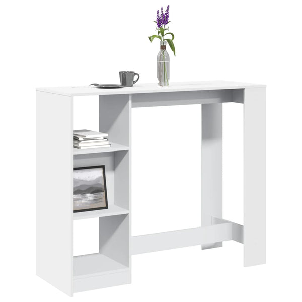 Bartisch mit Regal Weiß 124x46x103,5 cm