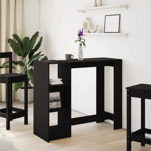 Schwarzer Bartisch mit Regal 124 cm