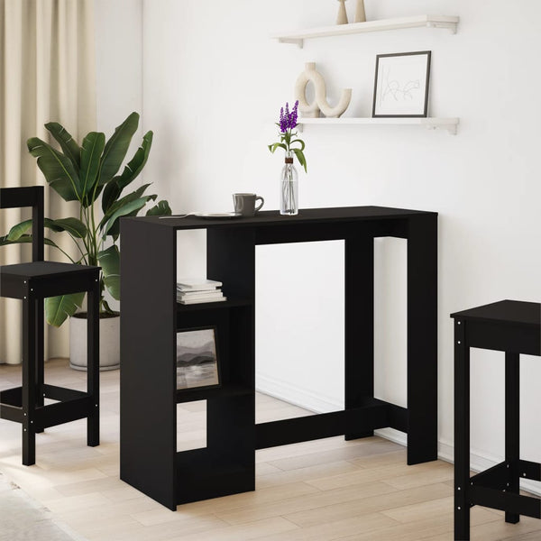 Schwarzer Bartisch mit Regal 124 cm